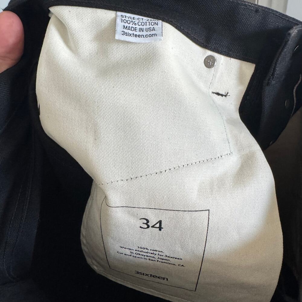 3sixteen Japanese Selvedge Double Black Denim Jeans 34 NEW Classic Tapered - Picture 7 of 7